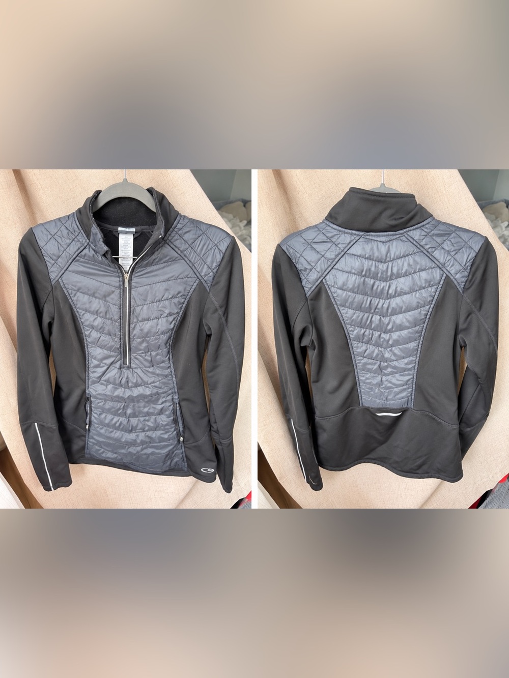 Champion Black Quilted Hybrid Half-Zip Ski Jacket